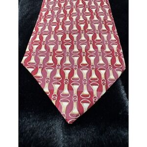 Dormeuil Silk Tie Mens Burgundy Red Gold Geometric Pattern Made in France Luxury
